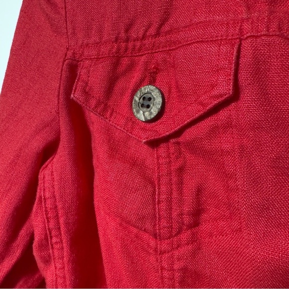 Chico's 100% Linen Trucker Jacket Fuscia Women Size 0 - Picture 5 of 7
